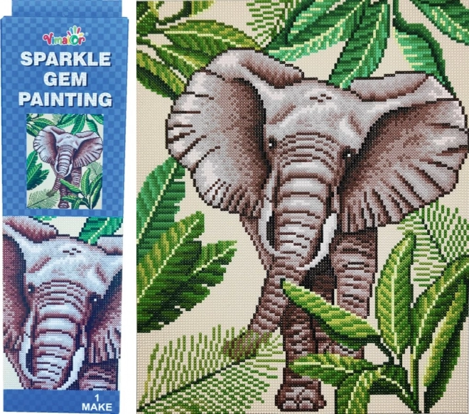 VIMALOR Peinture diamant Éléphant 34x43 cm