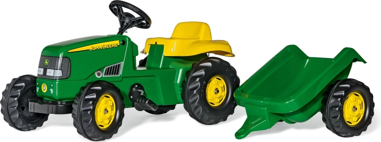 Tracteur à pédales Rolly Kid John Deere avec remorque, vert