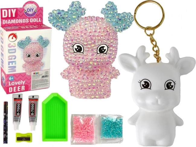 Ensemble créatif DIY pendentif en diamant rose cerf 3D avec cristaux