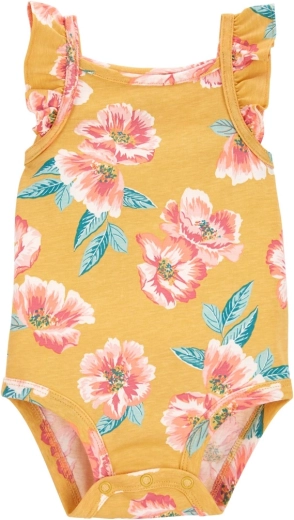 Body en coton Carter's à bretelles pour fille, rose à fleurs