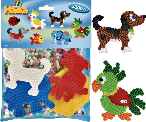 Assortiment de perles à repasser et plaques – animaux, 3000 pcs