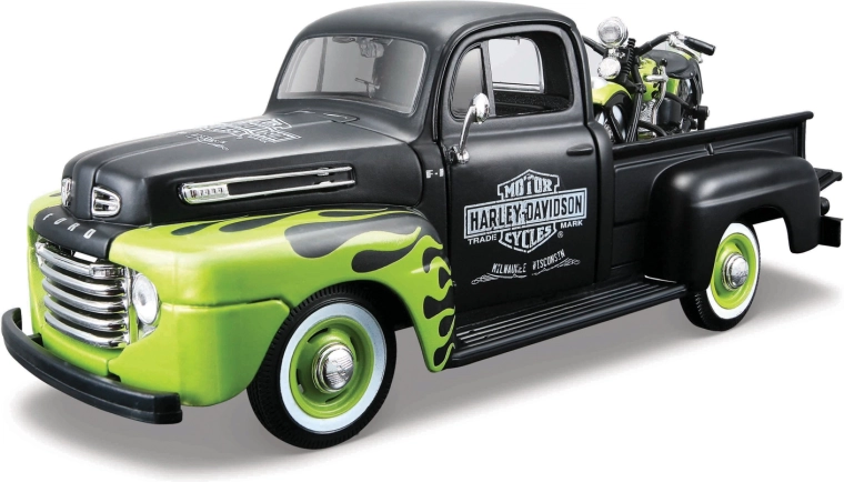 Maisto Harley-Davidson custom 1948 Ford F-1 pickup avec moto 1948 FL Panhead 1:24