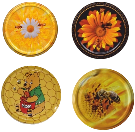 Lot de couvercles métalliques 82 mm motif abeille – 10 pcs