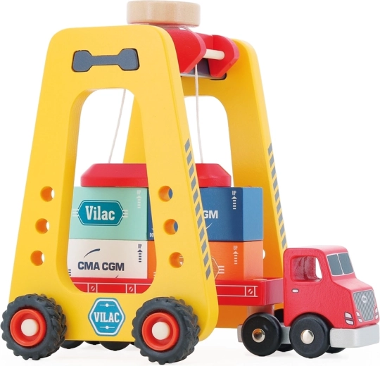 Vilac grue à conteneurs en bois magnétique avec camion