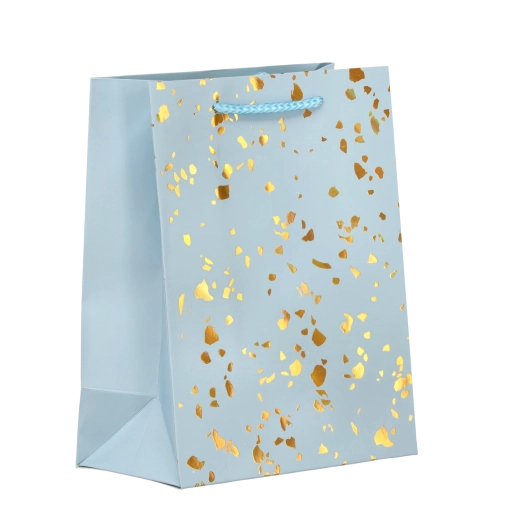 Sac cadeau à pois dorés, 23 × 18 × 10,5 cm