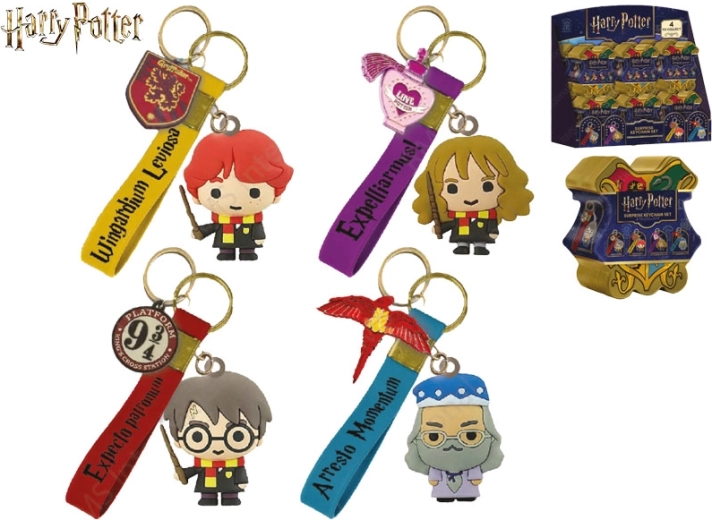 Porte-clés Harry Potter – lot de 12 pcs, 4 motifs