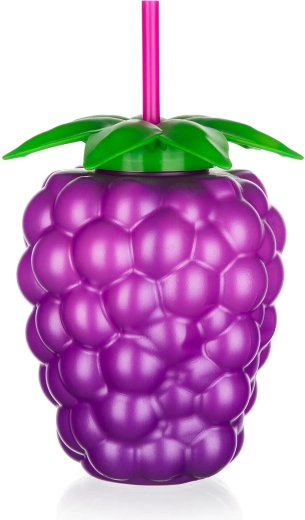 Bouteille en plastique avec paille en forme de mûre 880 ml