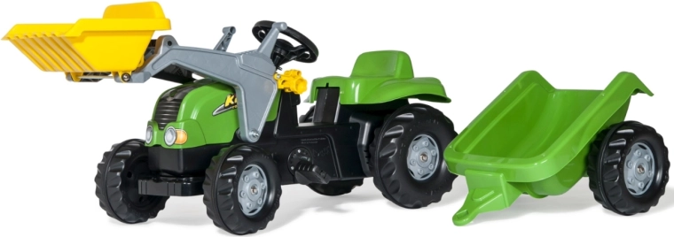 Rolly Toys rollyKid-X tracteur à pédales avec chargeur et remorque, vert