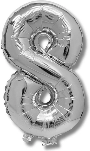 Ballon en aluminium chiffre 8 argenté 40 cm