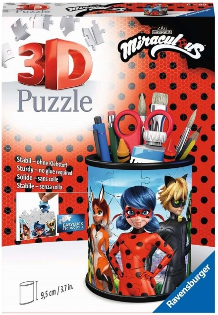 Ravensburger puzzle 3D porte-stylos Miraculous Coccinelle et Chat Noir 57 pièces