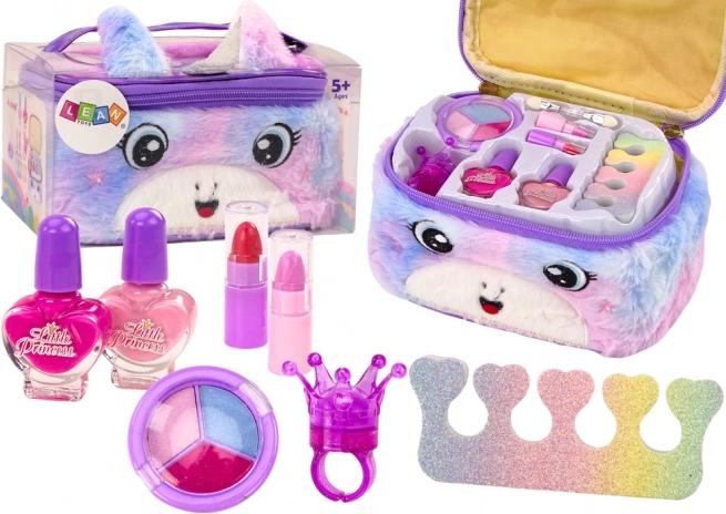 Trousse de maquillage peluche licorne pour enfants – kit maquillage et manucure