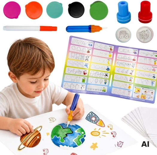 Woopie pinceau magique – kit créatif de dessin avec tampons pour enfants 3+ - 1 pièce