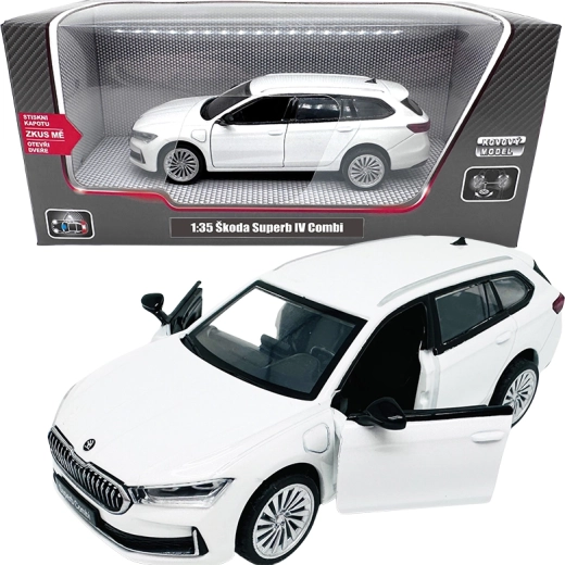 Modèle en métal Škoda Superb IV Combi 1:35 blanc