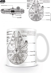 Mug en céramique Star Wars – croquis du Millennium Falcon, 315 ml