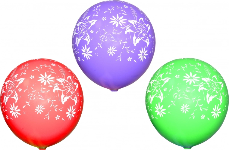 Ballons gonflables imprimés Fleurs - lot de 10 pièces