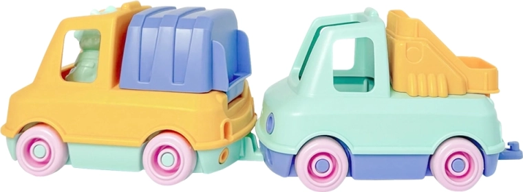Simple. – set de petites voitures pour le sable et l’eau : camion de pompiers et camion poubelle