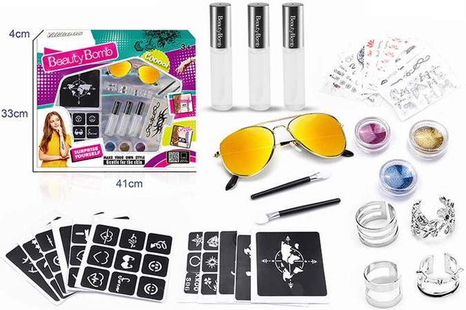 Kit de tatouages temporaires avec lunettes BEAUTY BOMB
