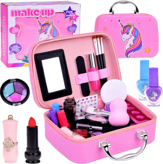 Trousse de maquillage pour filles avec licorne rose 19,5 x 14 x 7 cm