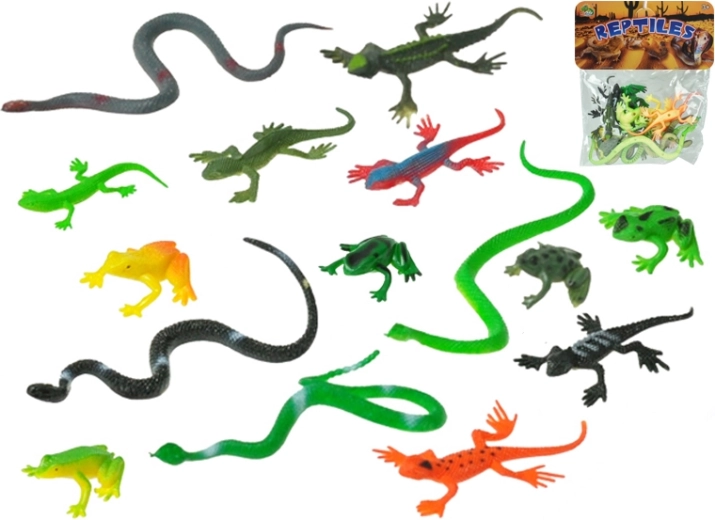 Ensemble de reptiles en plastique, 15 pièces (2,5–12 cm)
