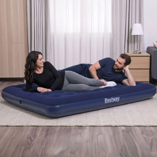 Matelas gonflable floqué bleu 191 × 137 × 22 cm