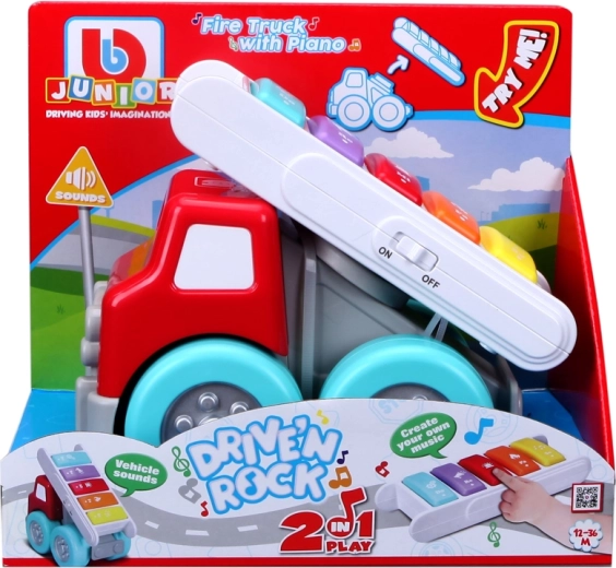 Camion de pompiers BB Junior avec piano 2-en-1