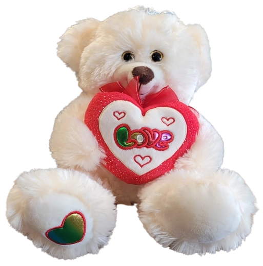 Ours en peluche Plyšák avec cœur et nœud blanc – 25 cm