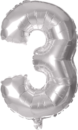 Ballon en feuille chiffre 3 30 cm argenté TORO