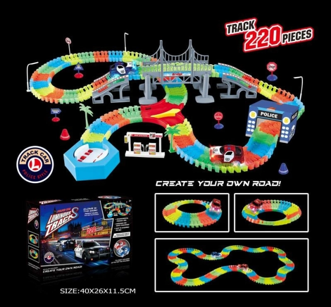 Piste de course flexible lumineuse 220 pièces avec voiture LED