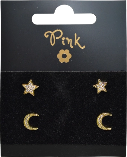 Ensemble de boucles d’oreilles dorées Lune et étoile, 4 pcs