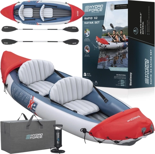 Kayak gonflable 2 personnes BESTWAY LITE-RAPID X2 avec set de pagaies