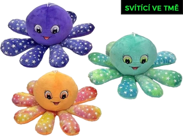 Poulpe en peluche 10 cm phosphorescent dans le noir