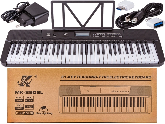 Clavier électronique Meike avec touches rétroéclairées 61 touches, MIDI