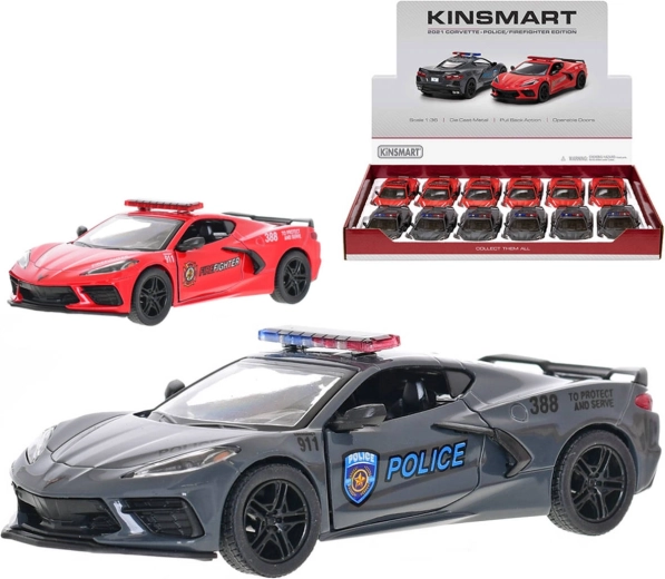 Modèle de voiture en métal Kinsmart Corvette 2021 services de secours 1:36 - 1 pièce
