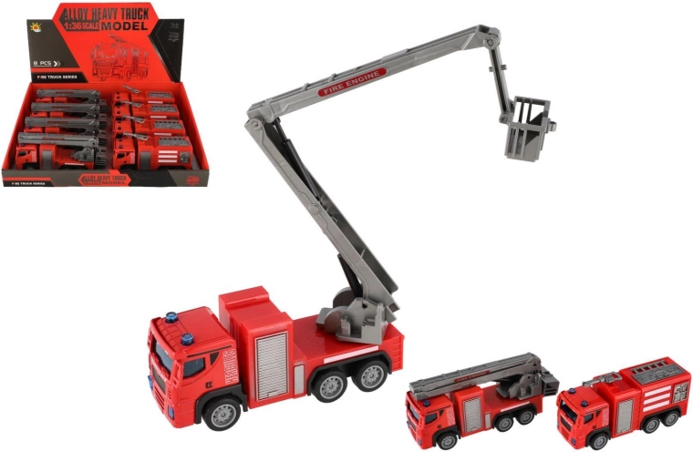 Camion de pompiers en plastique 14 cm à rétrofriction, 2 variantes, boîte de 8 pcs
