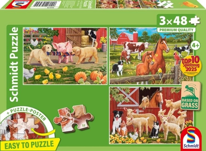 Puzzle animaux de la ferme 3×48 pièces