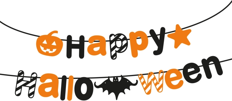 Guirlande d'Halloween en papier Happy Halloween, 3,5 m