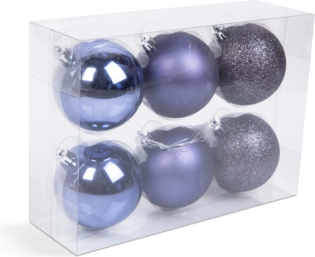 Set de décorations de Noël violettes, 6 pièces