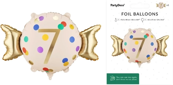 Ballon en aluminium Bonbon avec le chiffre 7 (assortiment de couleurs)