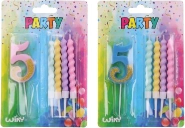 Bougie de fête numéro 5 avec bougies supplémentaires