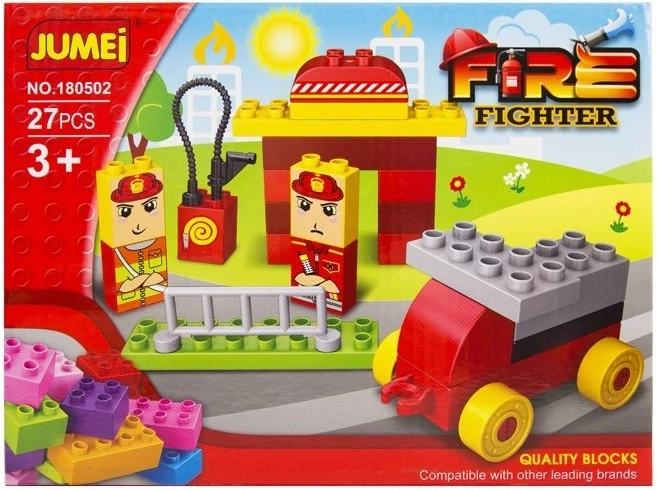Jeu de construction Jumei 3+ caserne de pompiers – 27 pièces, 26 × 19 cm - 1 pièce