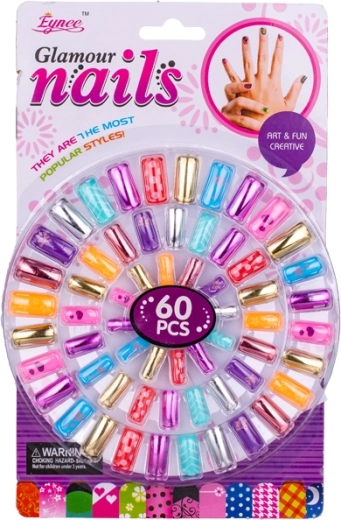 Kit d’ongles autocollants pour enfants, 60 pcs