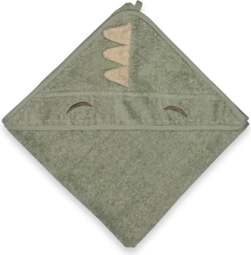 NuuRoo Aki serviette de bain pour bébé avec capuche light green dino