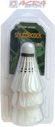 Volants de badminton en plume ACRA blancs - lot de 3 pièces