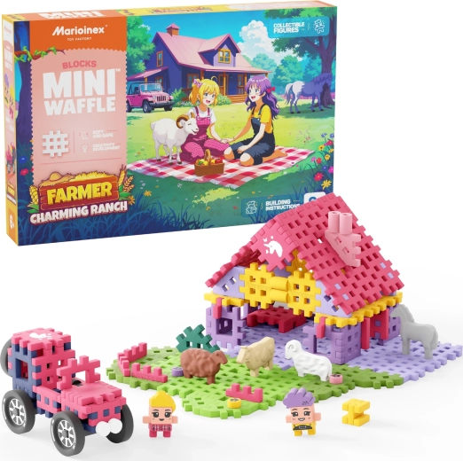 Jeu de construction Mini Waffle Farmer – adorable ranch, 112 pièces Marioinex