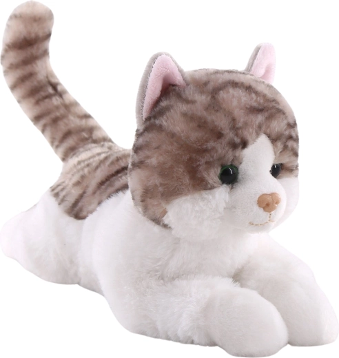 Chat en peluche couché 26 cm