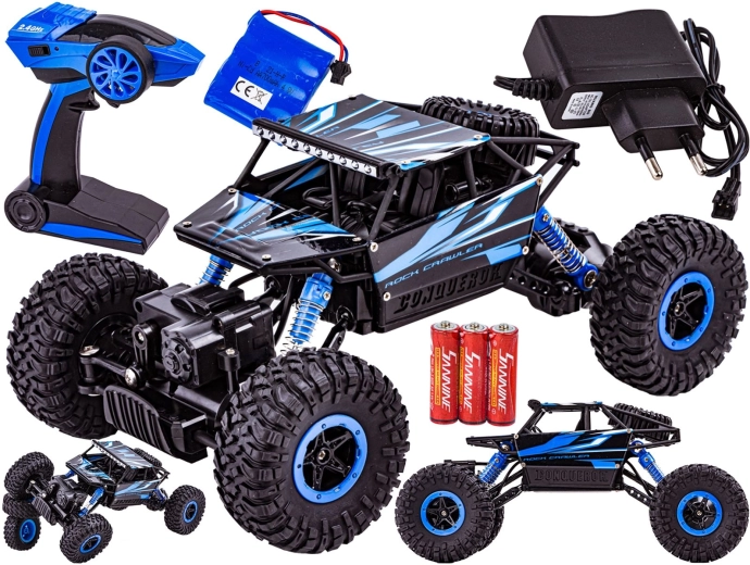 Voiture RC rock crawler 2,4 GHz 1:18 bleue