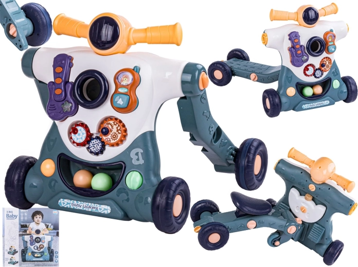 Trotteur éducatif 3 en 1 pour enfants (trotteur, draisienne, trottinette) bleu