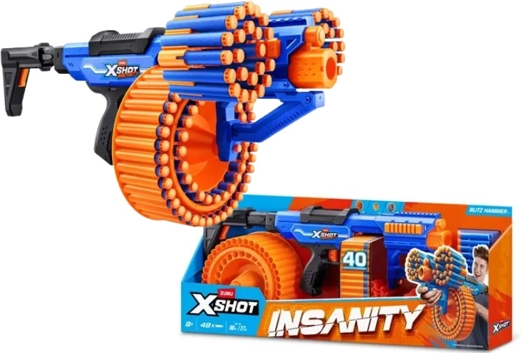 ZURU X-SHOT Insanity Blitz Hammer blaster à fléchettes en mousse - 1 pièce
