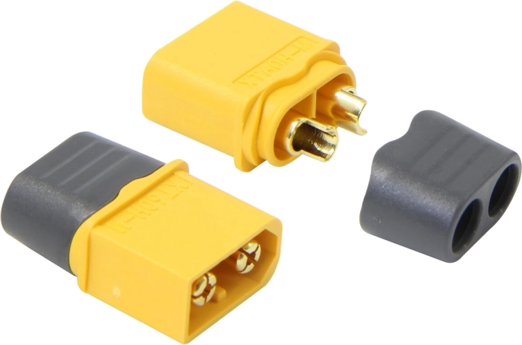 Connecteur JAMARA XT60 avec contacts plaqués or et capuchons isolants, paire