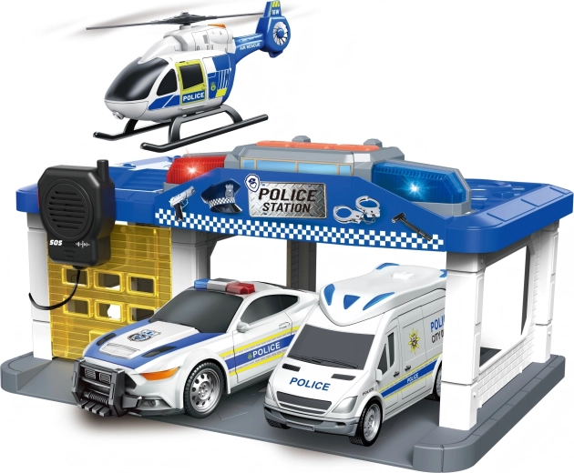 Poste de police avec hélicoptère, lumière et son